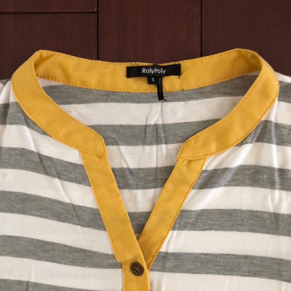 Fitted gray striped long sleeve shirt size S - Picture 3 of 8